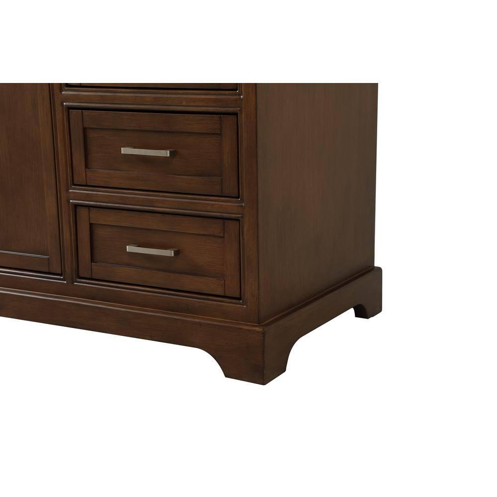 Elegant Decor Americana 60" Metal MDF Marble Single Bathroom Vanity in Teak