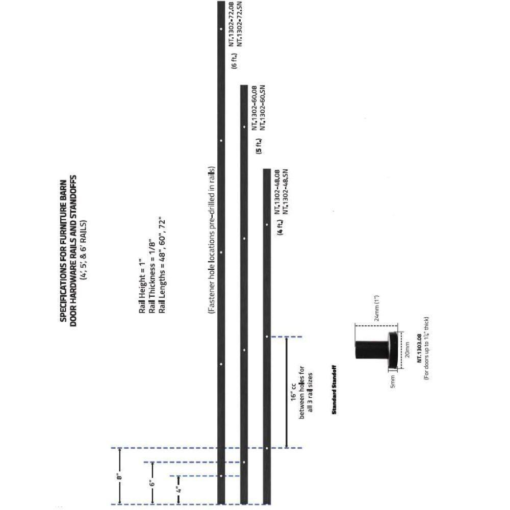Hook Mini Standard Single Track Barn Door Hardware Kit