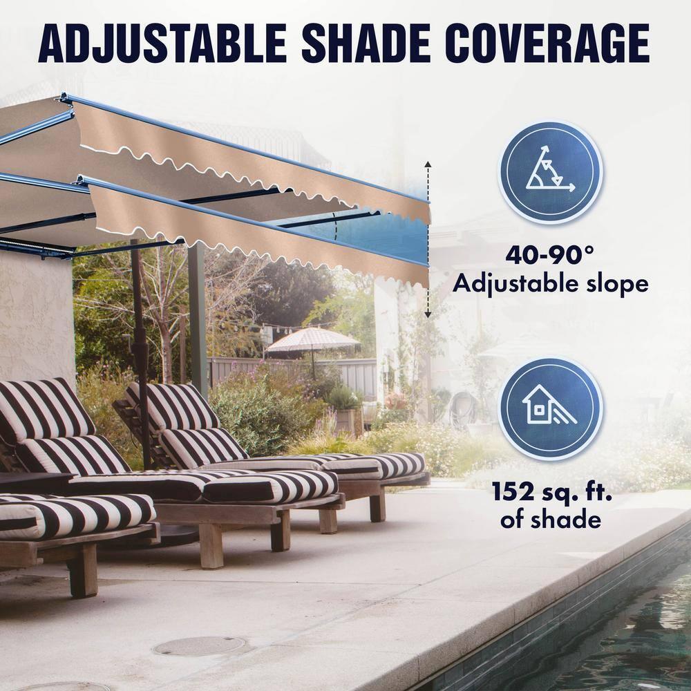ALEKO Motorized Retractable Patio Awning- Black Frame