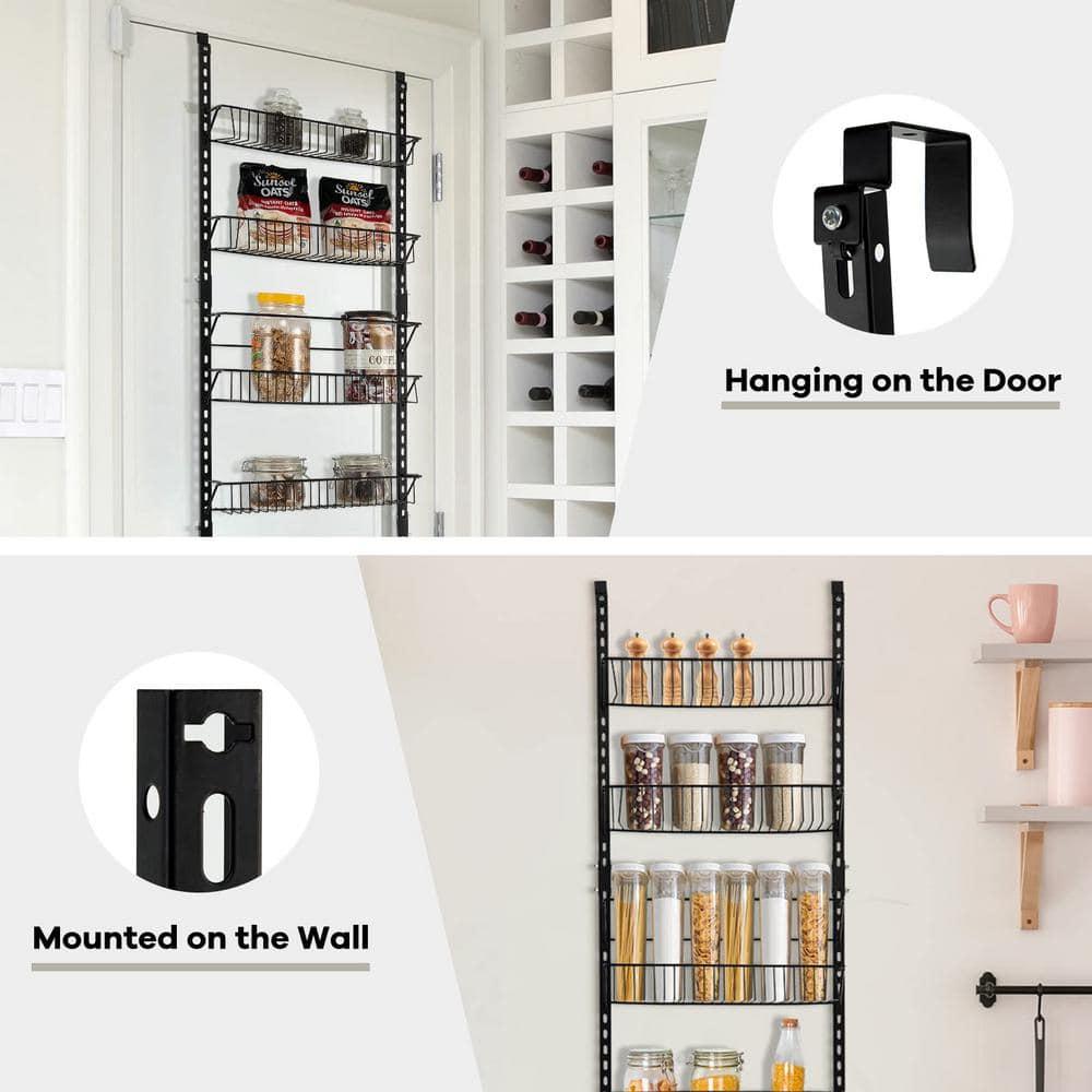 Resenkos Over the Door Pantry Organizer Rack with Adjustable Door Hook and 6 Basket,