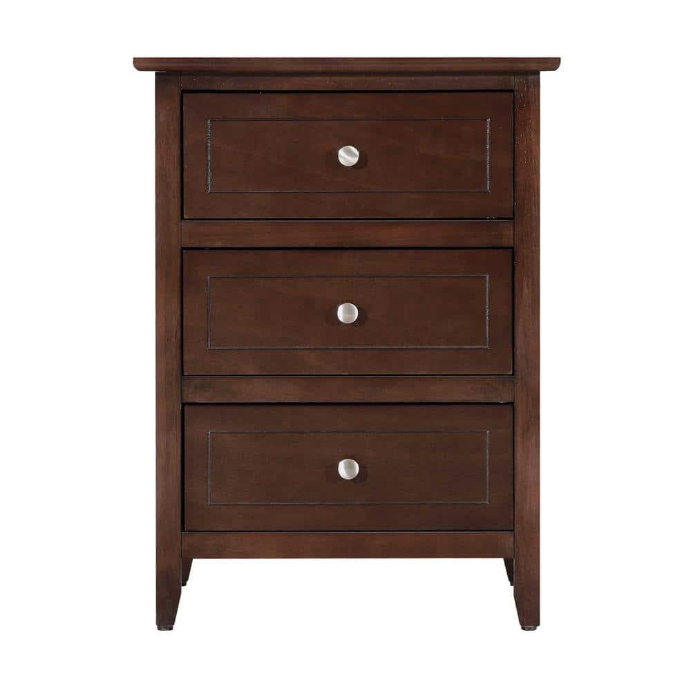 Passion Furniture Daniel 3-Drawer Cappuccino Nightstand (25 in. H x 19 in. W x 15 in. D)
