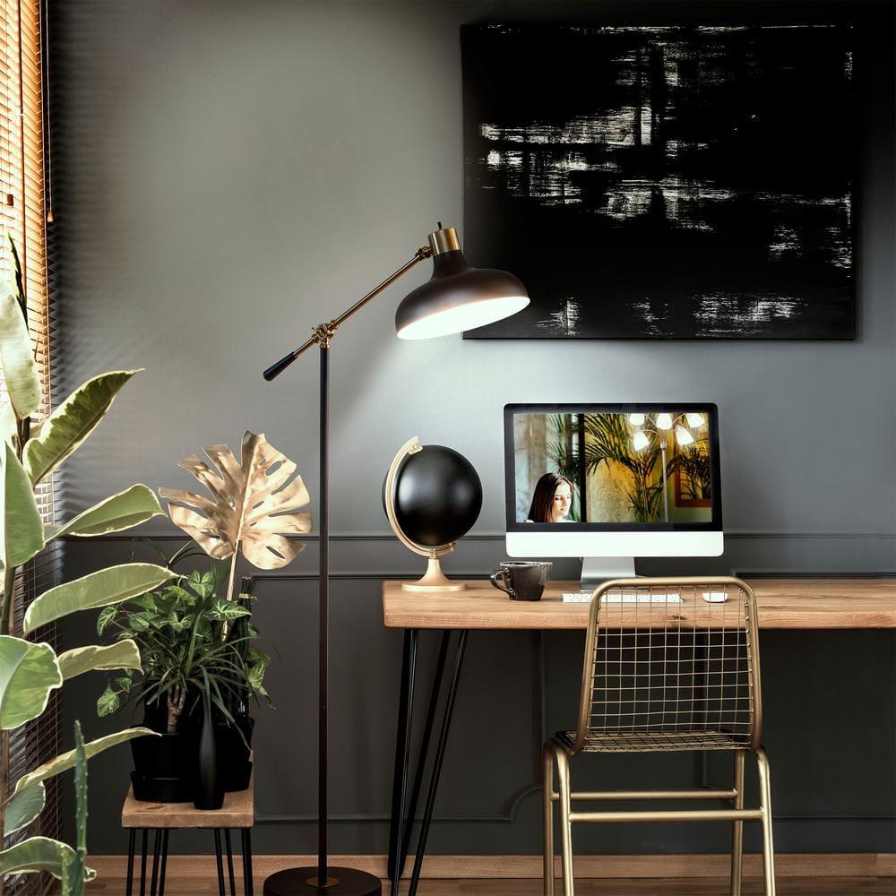 Brightech Wyatt 60 in. Industrial Adjustable LED Floor Lamp with Metal Bowl Shade