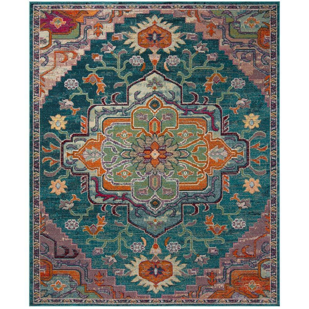 Crystal CRS501 Loomed Indoor Area Rug - Teal/Rose - 10'x14' - Safavieh