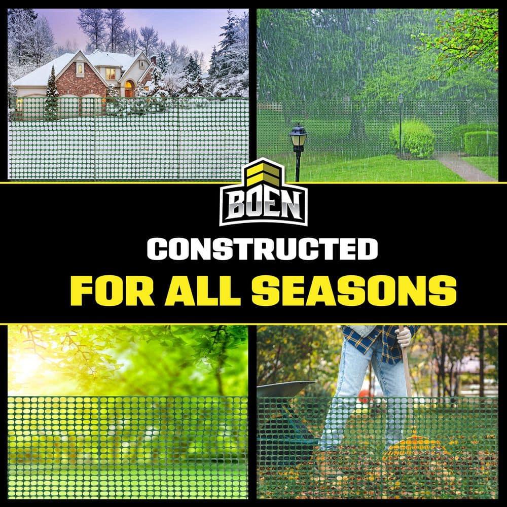BOEN 4' x 50' Green Temporary Fencing, Mesh Snow Fence, Plastic, Safety Garden Netting, Above Ground Barrier, for Deer, Kids, Swimming Pool, Silt, Lawn, Rabbits, Poultry, Dogs