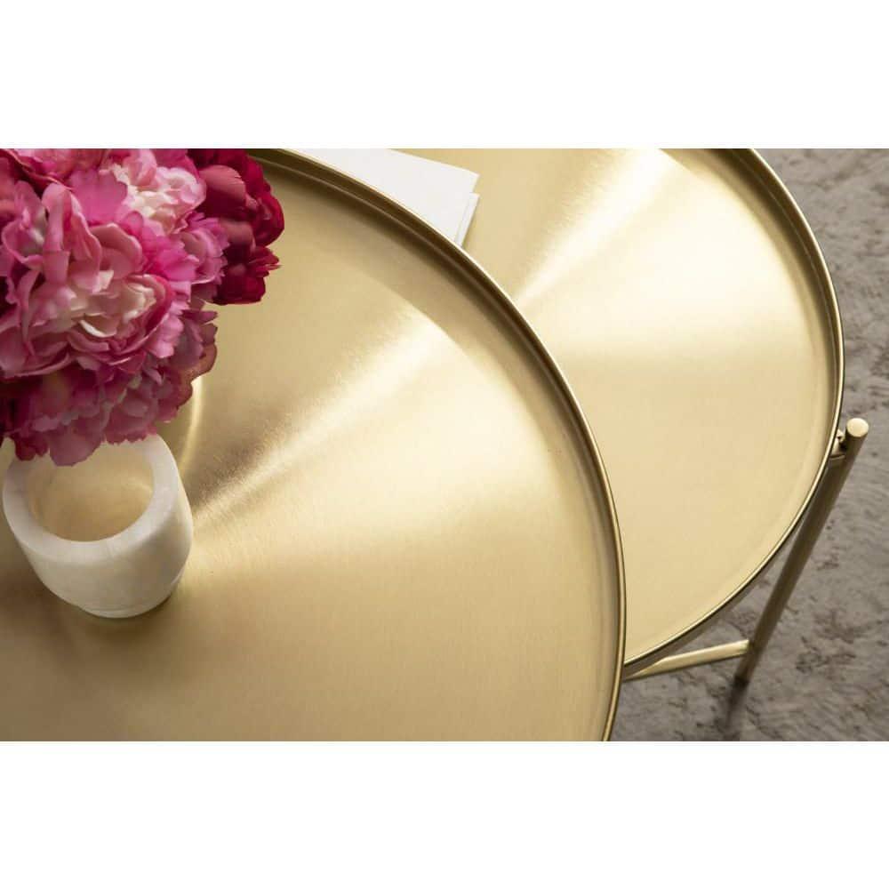 Kate and Laurel Ulani Round Metal Nesting Table, 2 Piece, Gold