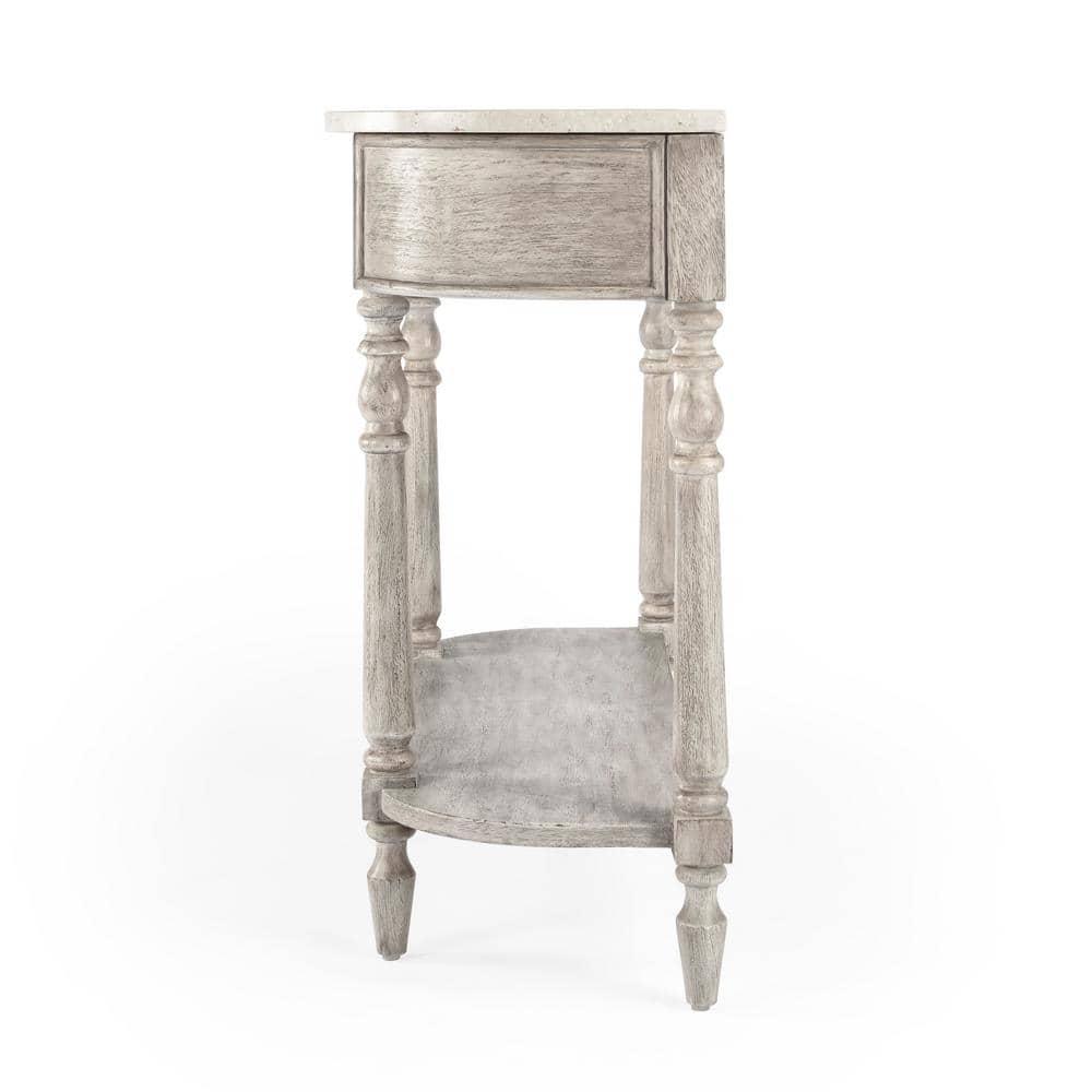 Aberdale Demilune Console Table with Storage in Umber and Marble