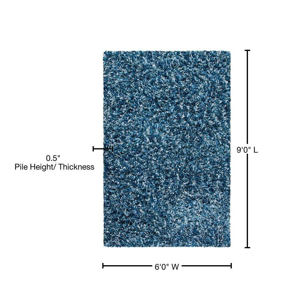 Rio Shag SG960 Hand Loomed Indoor Area Rug - Navy/Ivory - 6'x9' - Safavieh