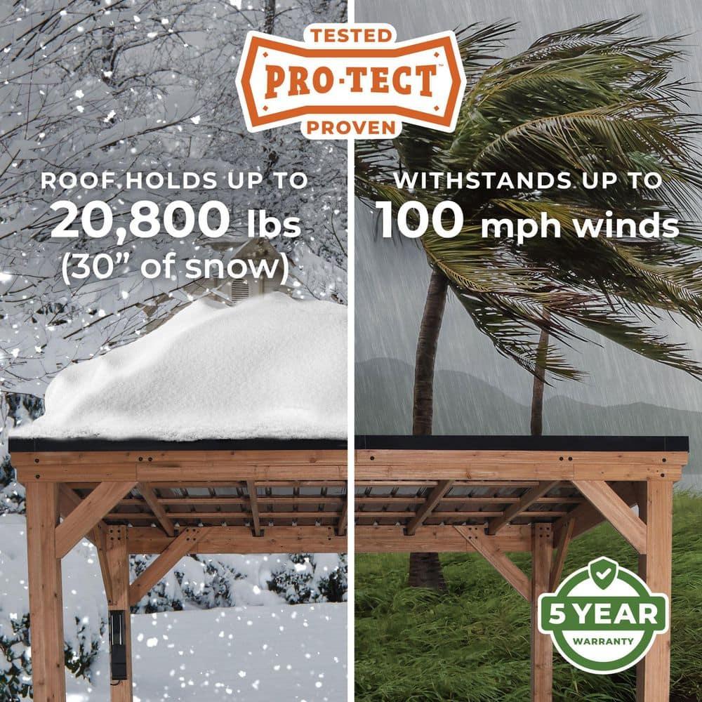 Backyard Discovery Kingsport 20'x 20' Cedar Wood Carport, Galvanized Steel Roof, PowerPort