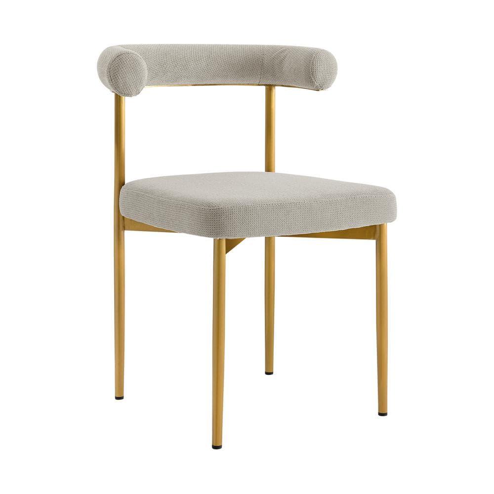 Shannon Dining Chair with Gold Brushed Stainless Steel and Taupe Fabric - Set of 2