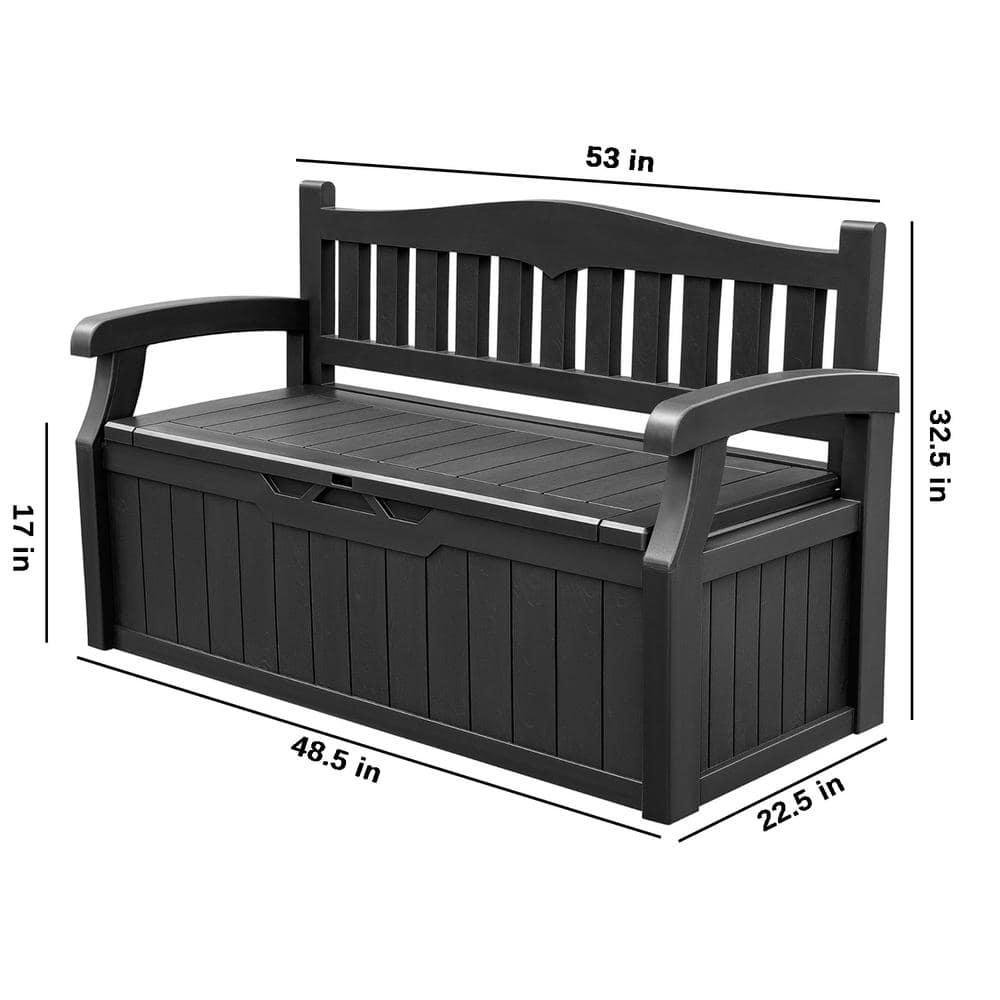 Devoko 80 Gallon Storage Bench Deck Box Lockable for Patio Furniture, Garden Decor and Outdoor Seating for Cushions, Garden Tools and Pool Supplies (Black)