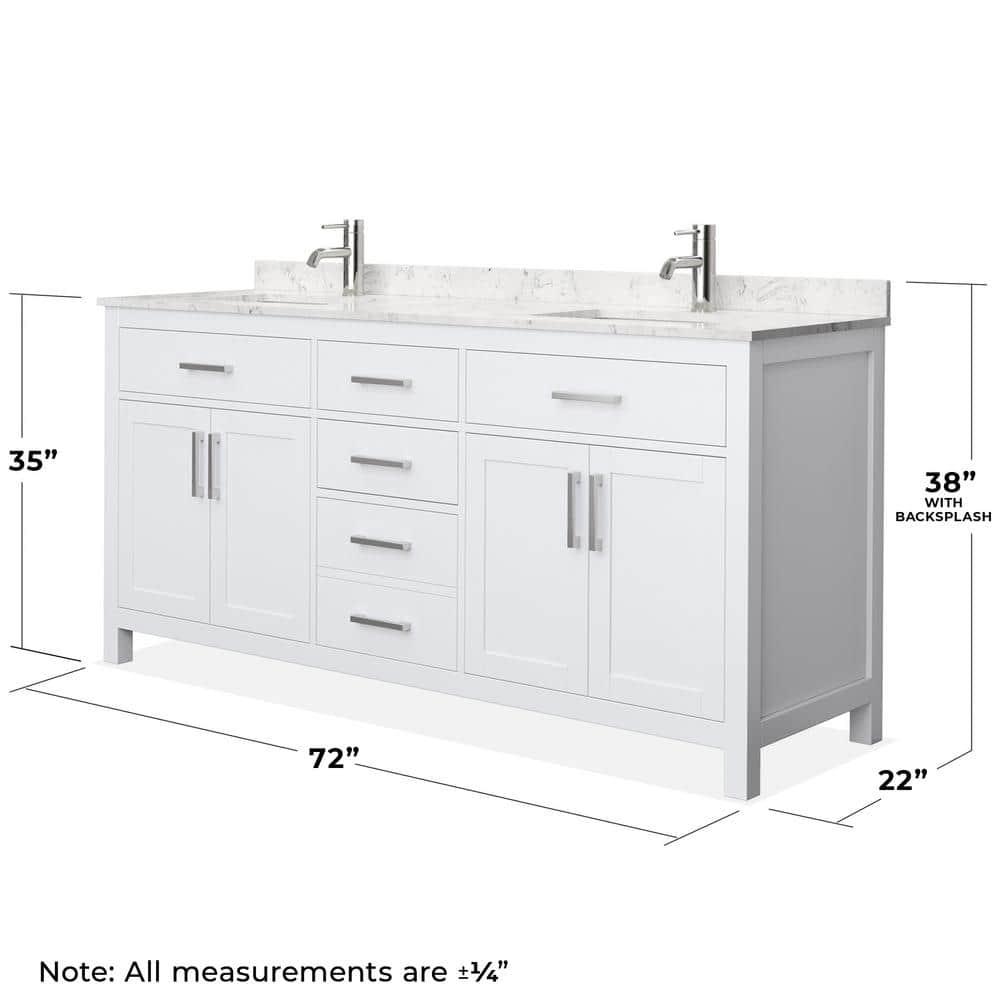 Beckett 72" Freestanding Double Bathroom Vanity with Cultured Marble Top