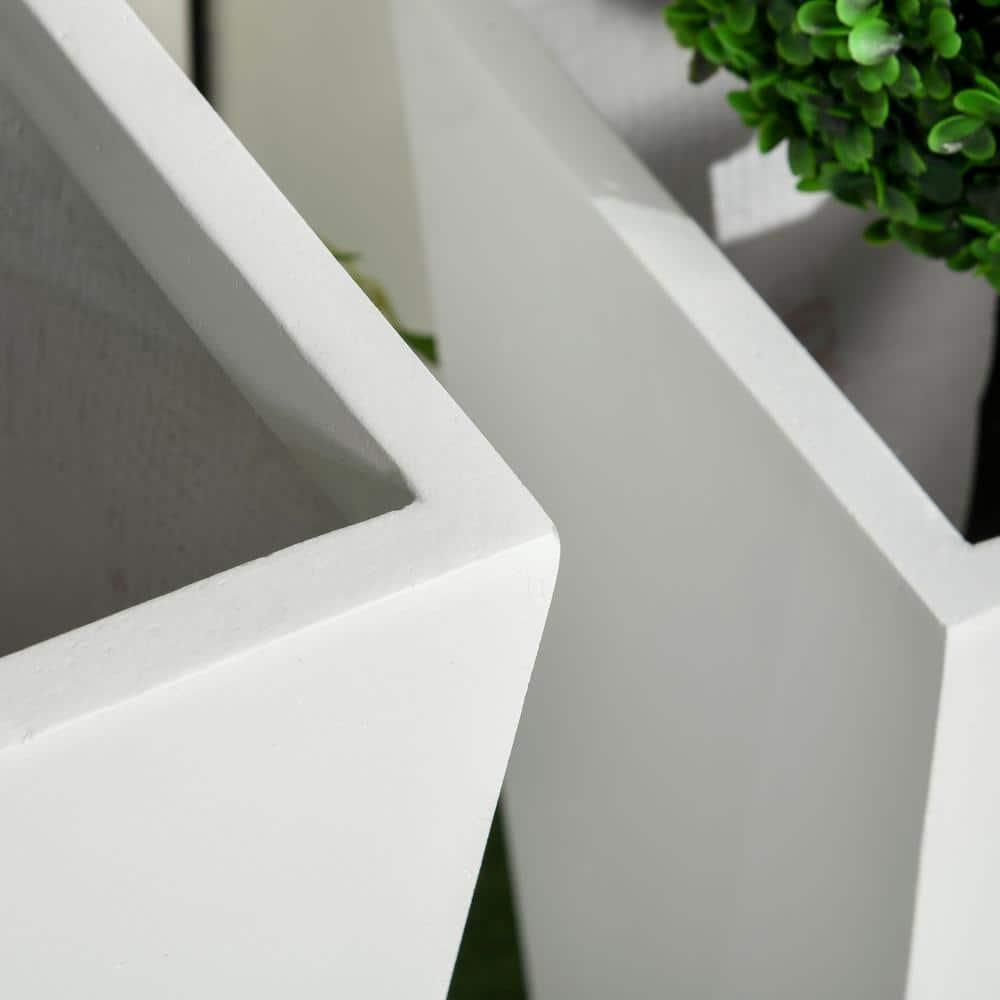 Outsunny 2-Pack MgO Flower Pots with Drainage Holes, Outdoor Planters, Durable & Stackable, for Entryway, Patio, Yard, Garden, White