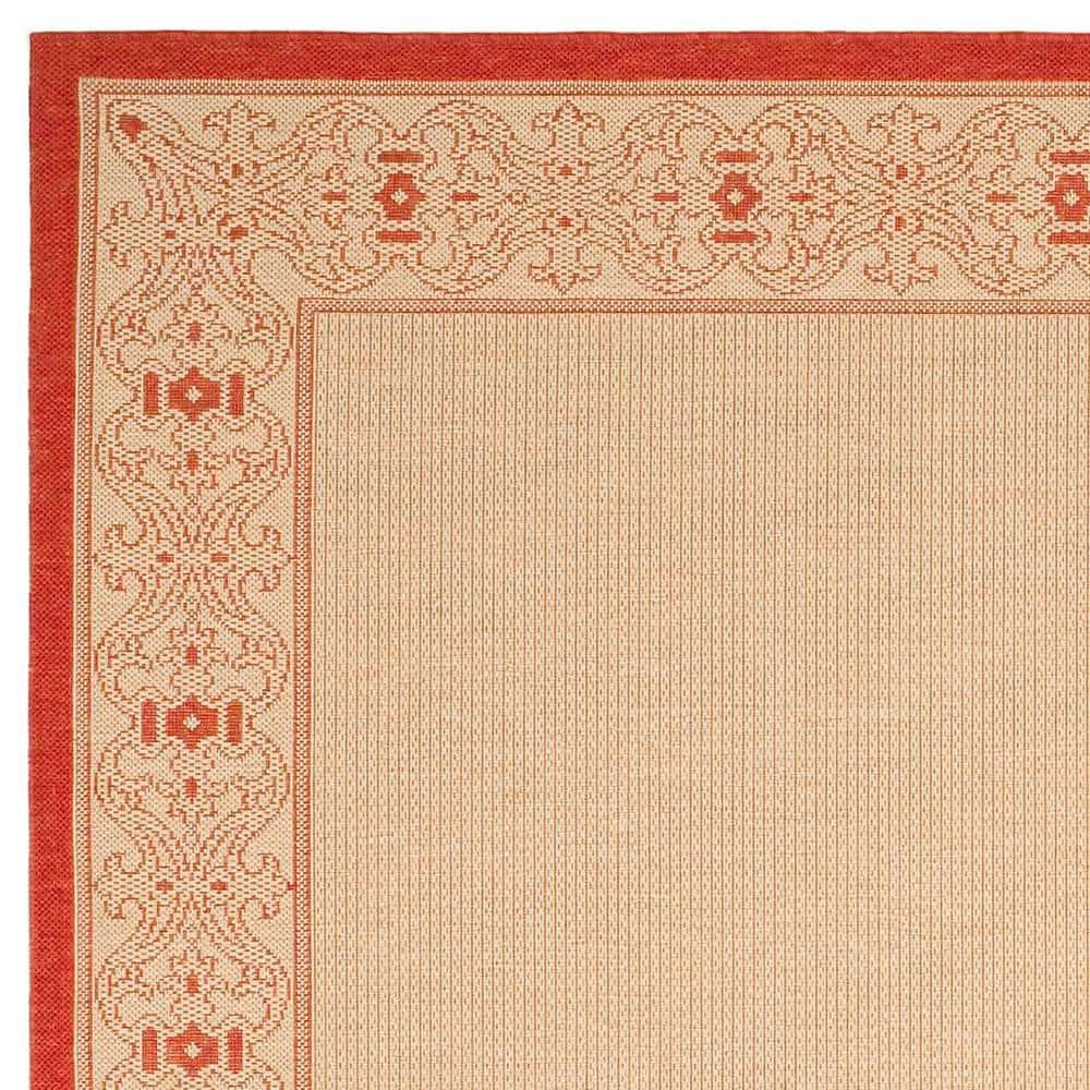 Courtyard CY2099 Power Loomed Indoor/Outdoor Area Rug - Natural/Red - 6'7"x6'7" - Safavieh.