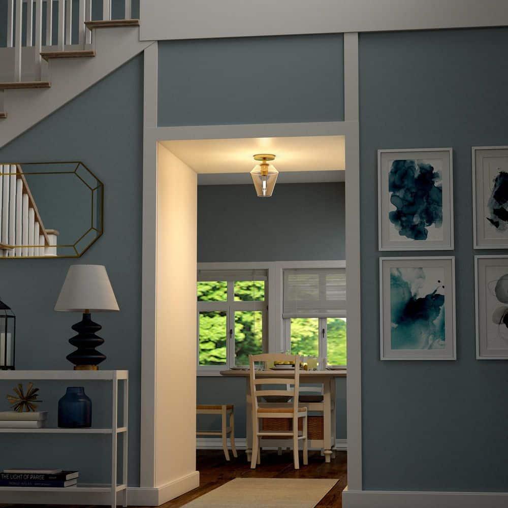 Evelyn&Zoe 7" Gold Semi Flush Mount