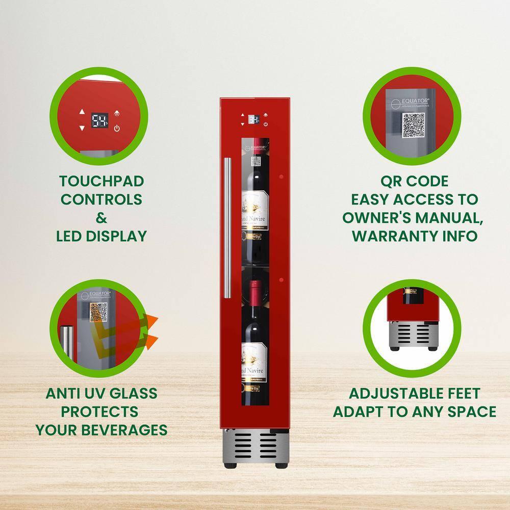 Slim Red Wine Refrigerator with Anti-UV Glass Door and LED Lighting