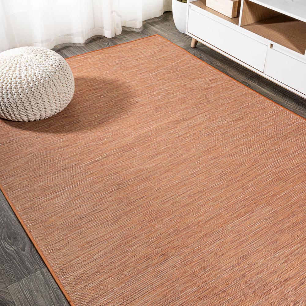8'x10' Ethan Modern Flatweave Solid  Area Rug, Orange - JONATHAN Y