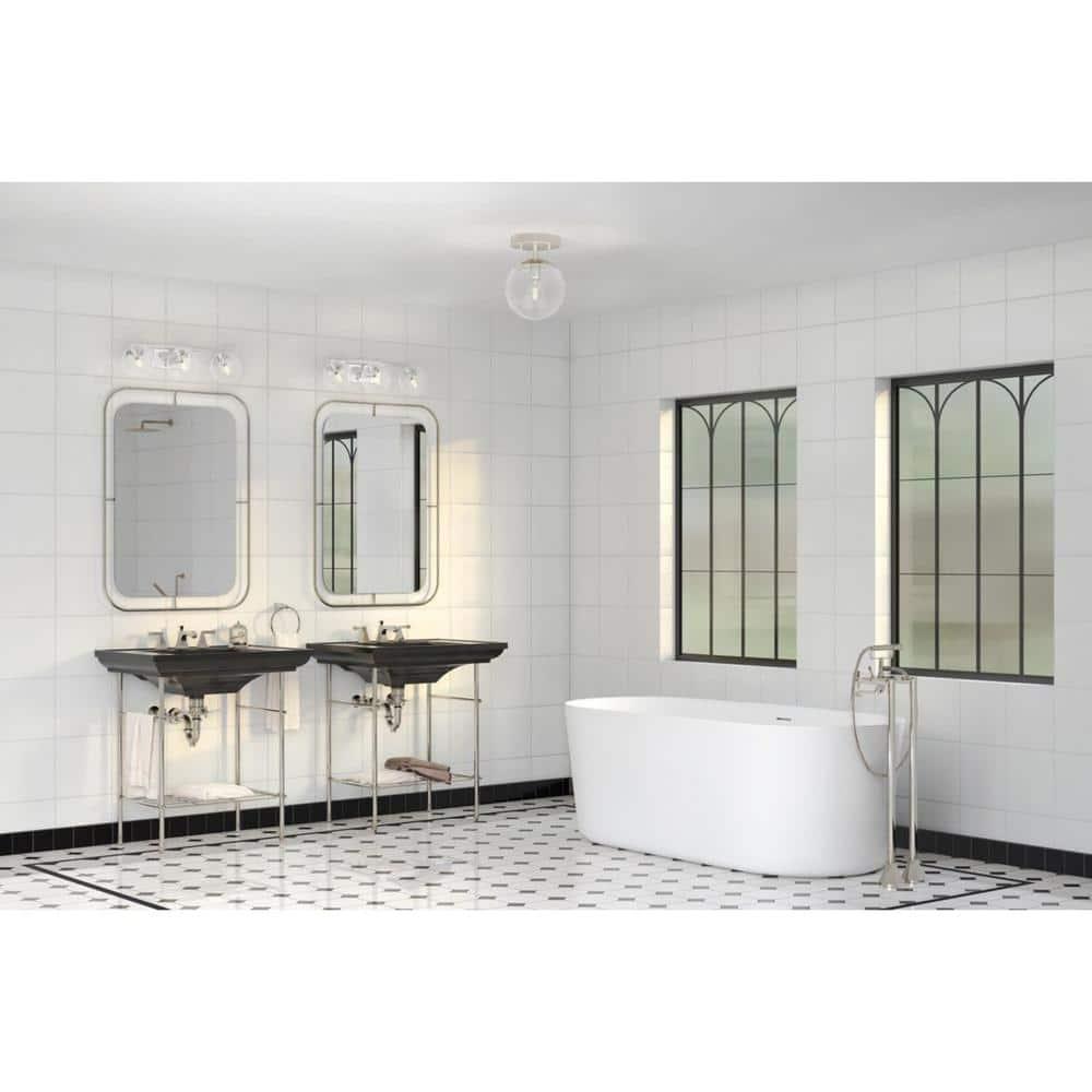 Progress Lighting Atwell 1-Light Flush Mount Ceiling Light, Brushed Nickel, Clear Glass