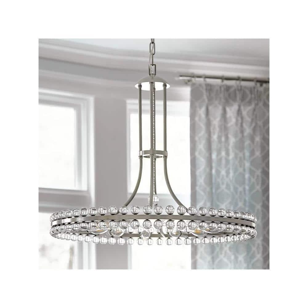 Brushed Nickel and Glass 12-Light Chandelier