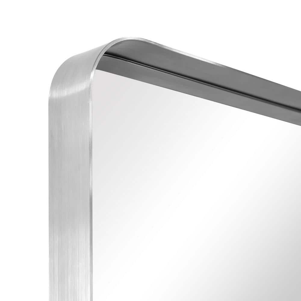 Empire Art Direct Ultra Brushed Silver Stainless Steel Frame Rectangle Wall Mirror, 18" x 48" x 2", Ready to Hang