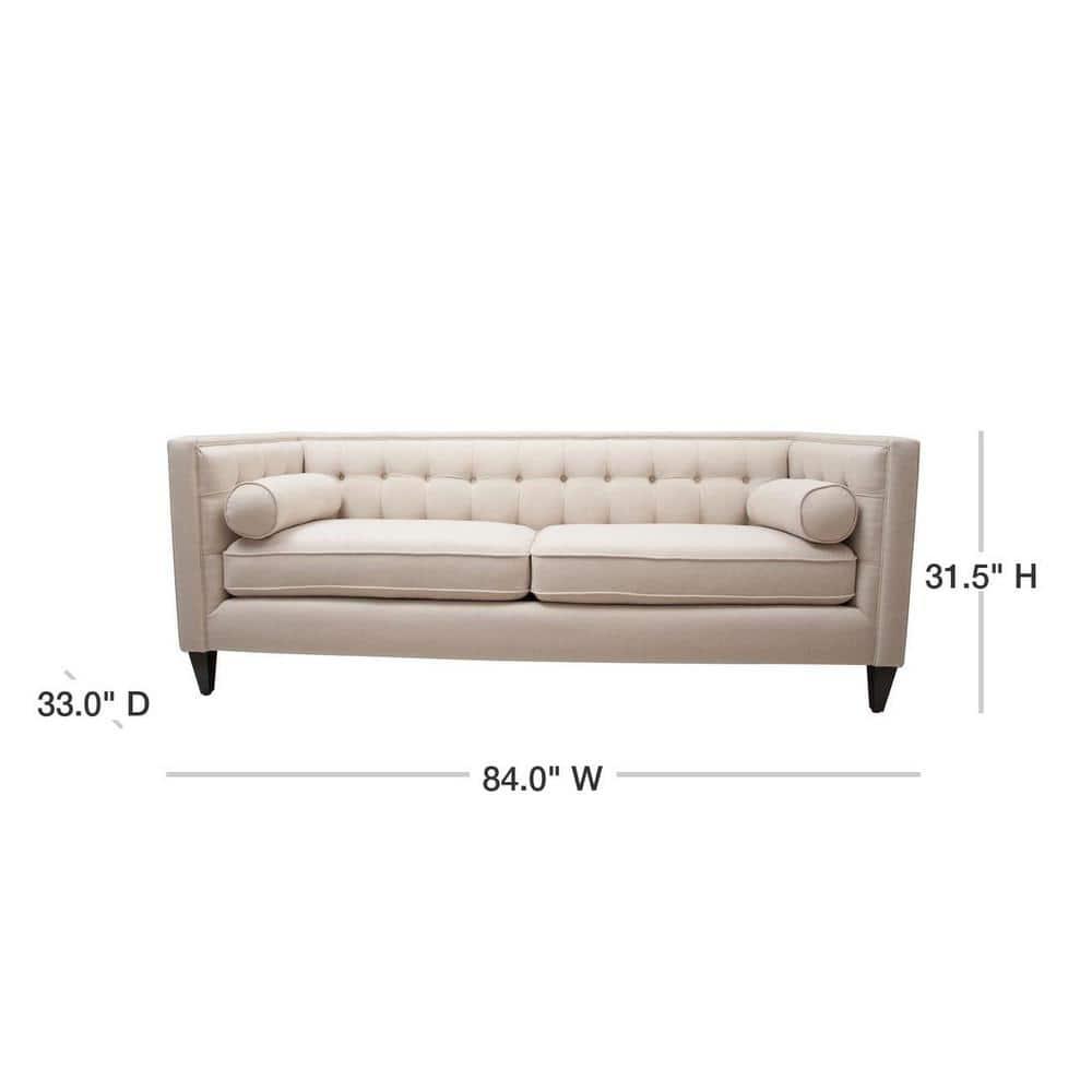 Jack 84" Tufted Tuxedo Sofa Double Cushion Sky Neutral