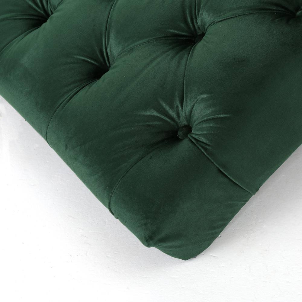 Garret Tufted Emerald New Velvet Curved Chaise Lounge