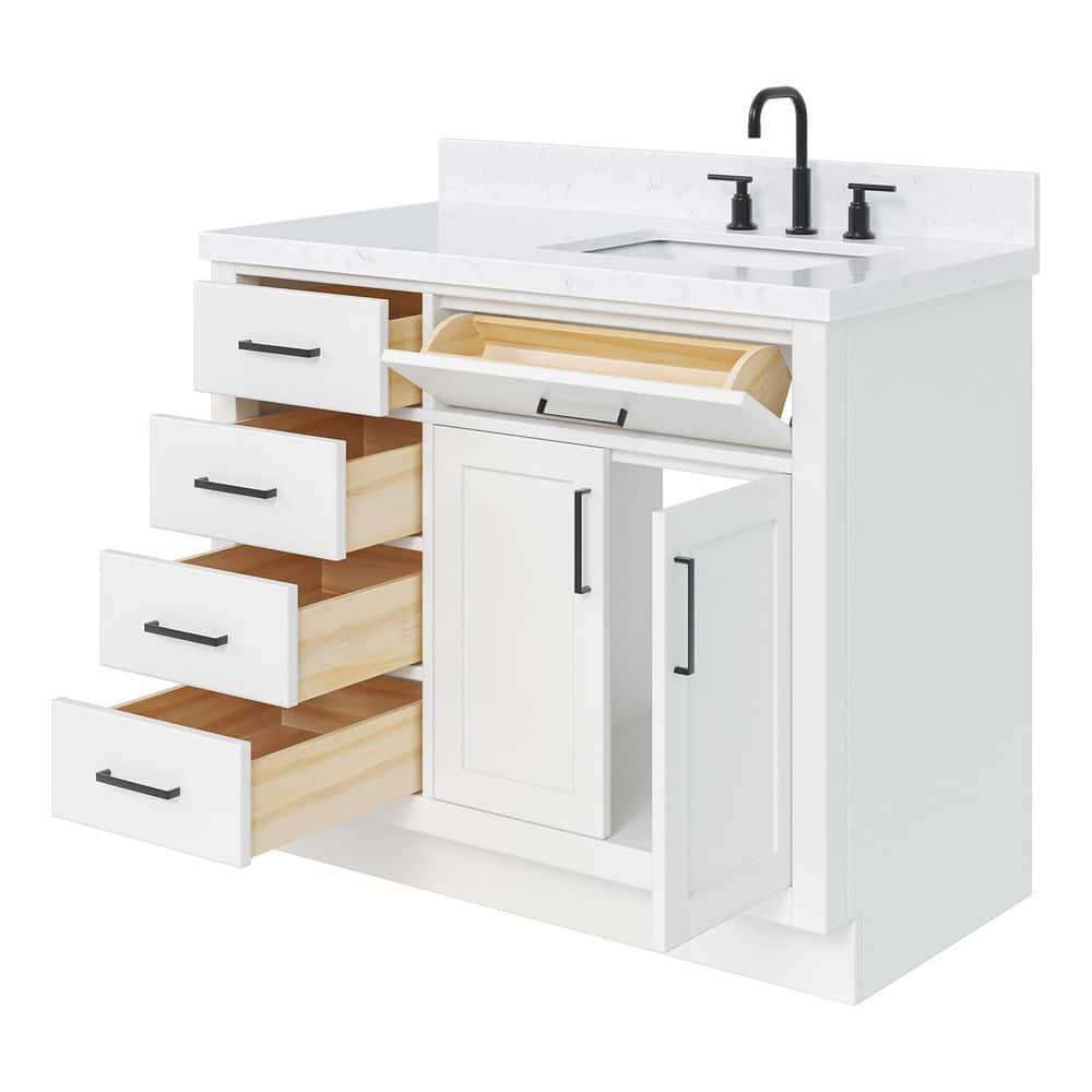 Ariel T042srcqrvo Hepburn 42" Free Standing Single Basin Vanity Set - White