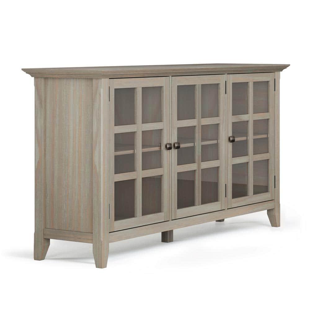 Simpli Home Acadian Wood 62" Transitional Cabinet in Gray
