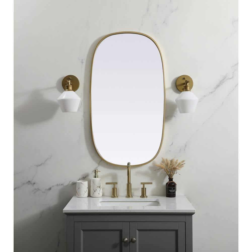 Elegant Lighting Metal Frame Oval Mirror 20x36 Inch in Brass