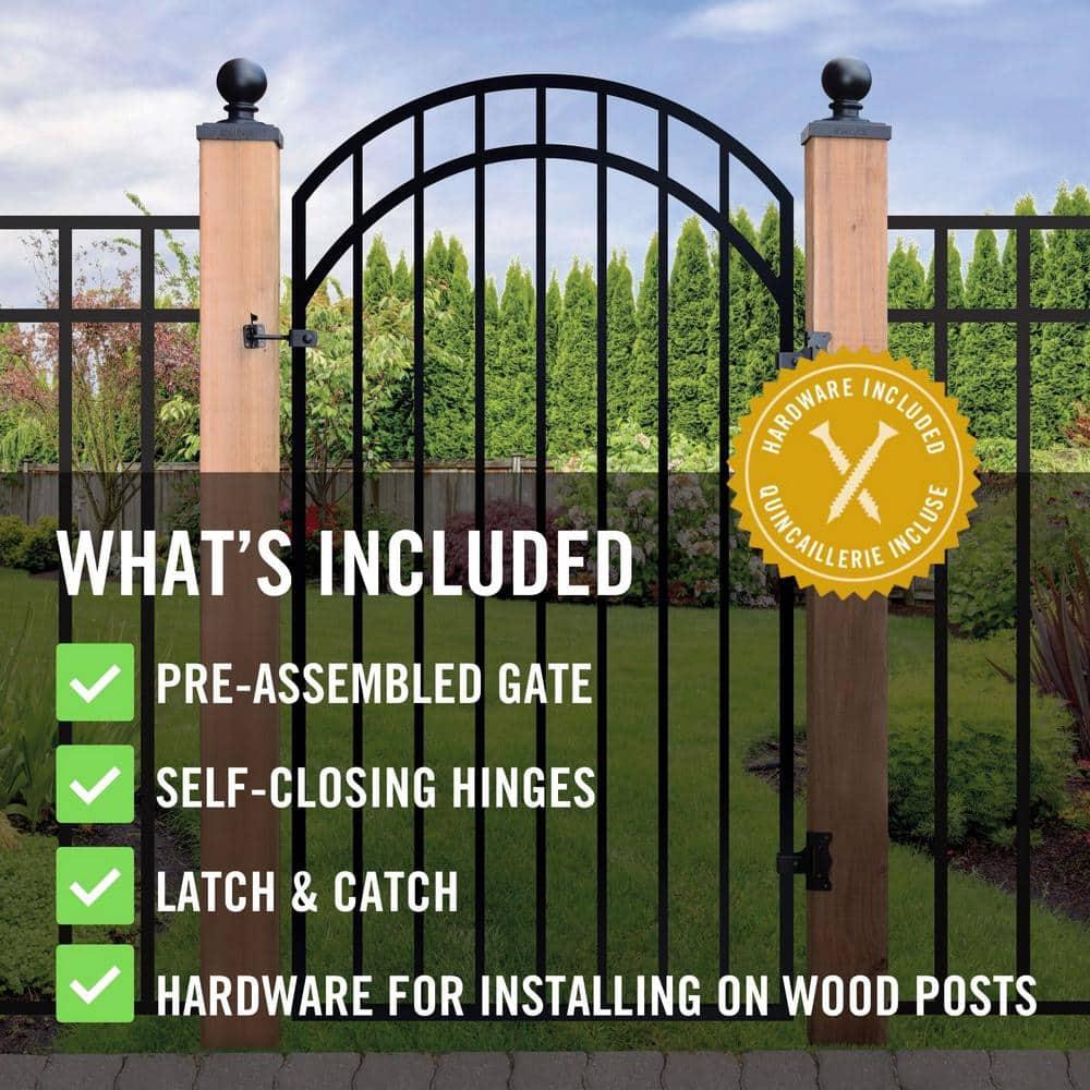 Nuvo Iron GGI0440 33" w x 68" h Garnet Ex. Rail Arched (Designed for Openings of 36" w) Gate, 33" x 68", Black 33" x 68" - Garnet Rail Arched Gate