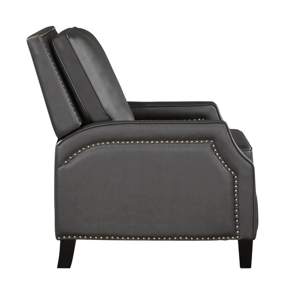 Lexicon Berenson Faux Leather Upholstered Push Back Recliner in Gray Color