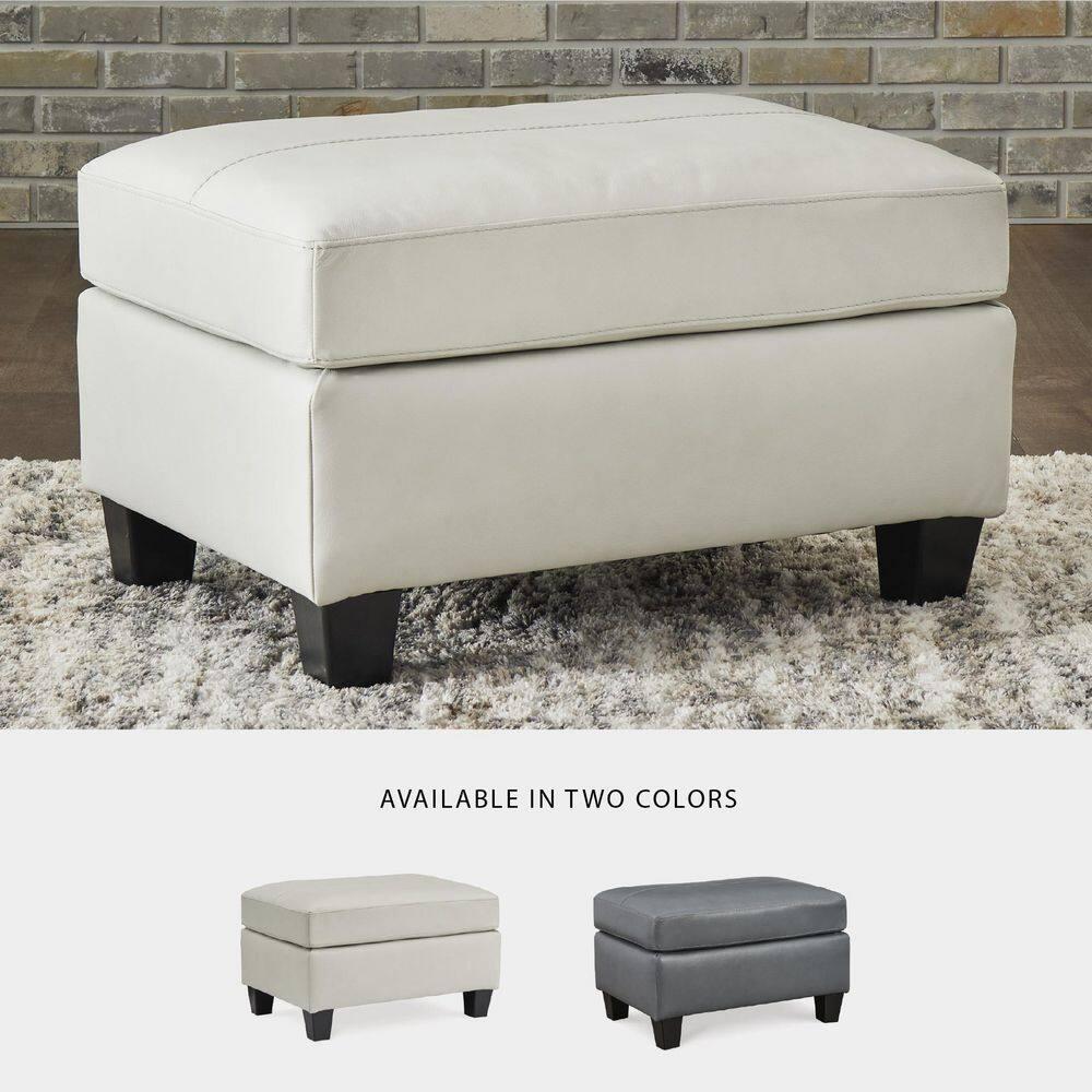 Signature Design by Ashley Contemporary Genoa Ottoman Leather Coconut