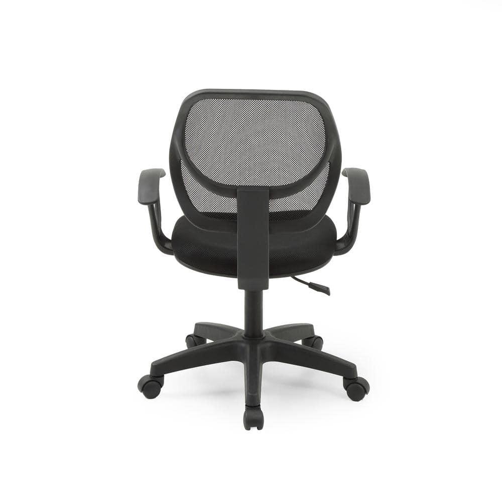 Hodedah Mesh, Mid-Back, Adjustable Height, Swiveling Task Chair, Black