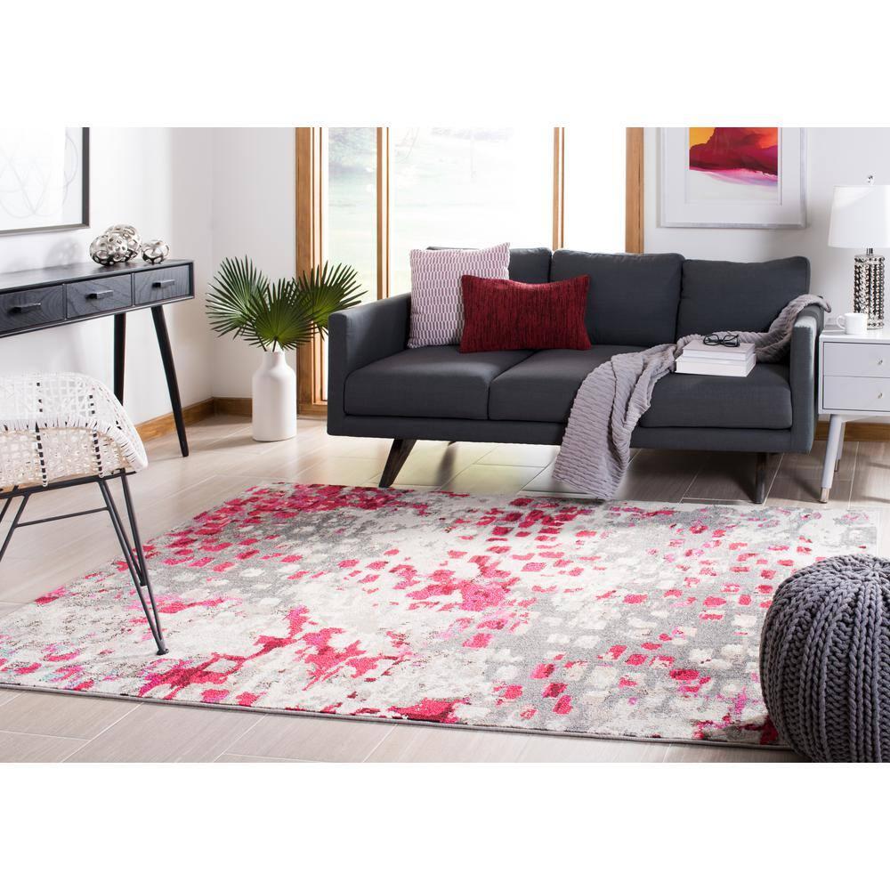 Madison MAD425 Power Loomed Area Rug - Grey/Red - 8'x10' - Safavieh.