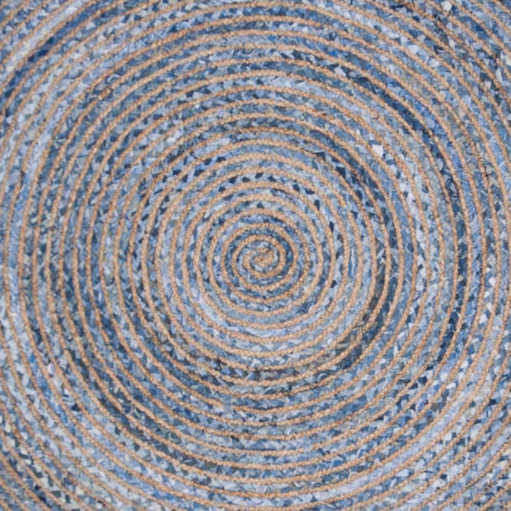Cape Cod CAP211 Hand Woven Area Rug - Blue/Natural - 6' Round - Safavieh.
