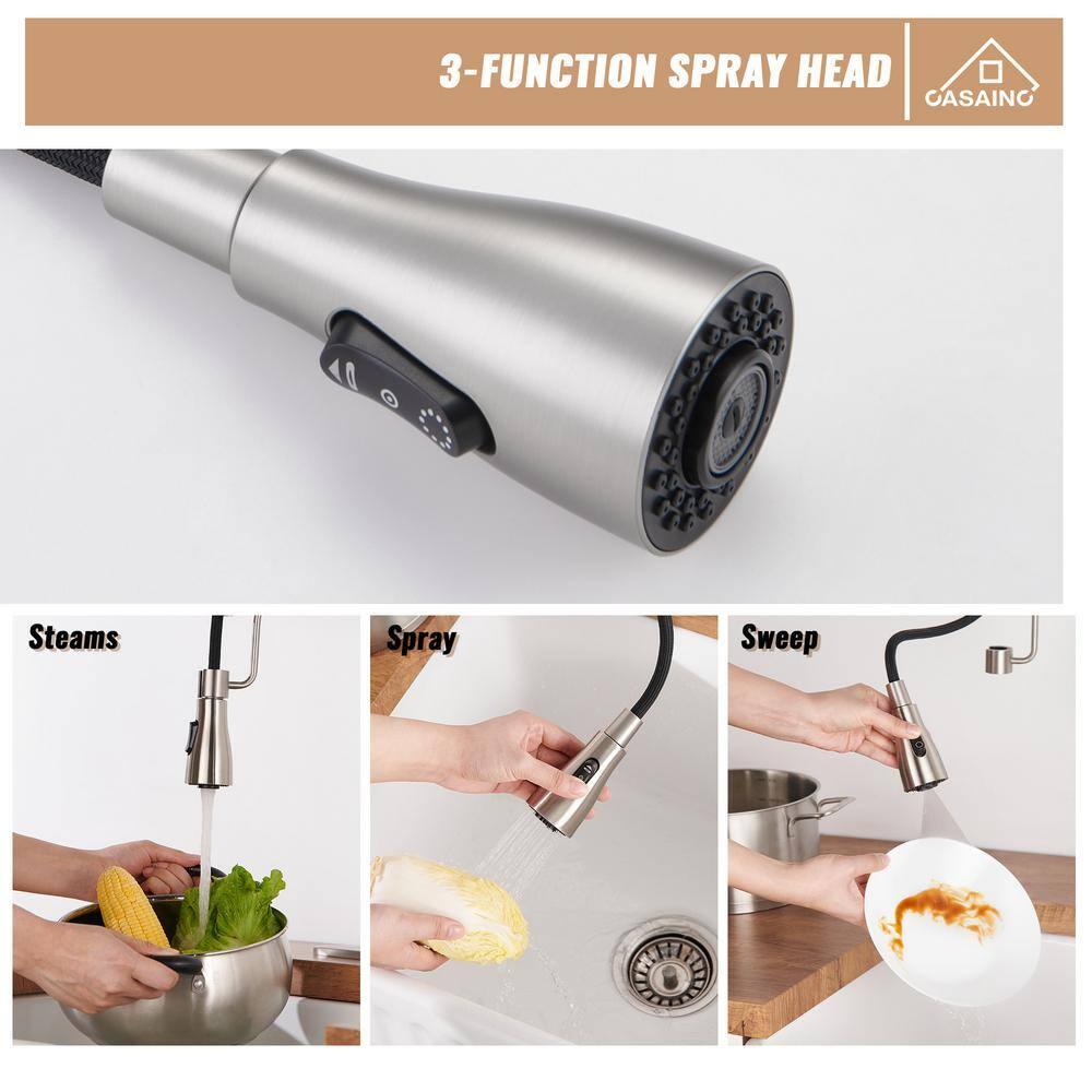 CASAINC Single Bowl White Fireclay Farmhouse Kitchen Sink With Faucet Included