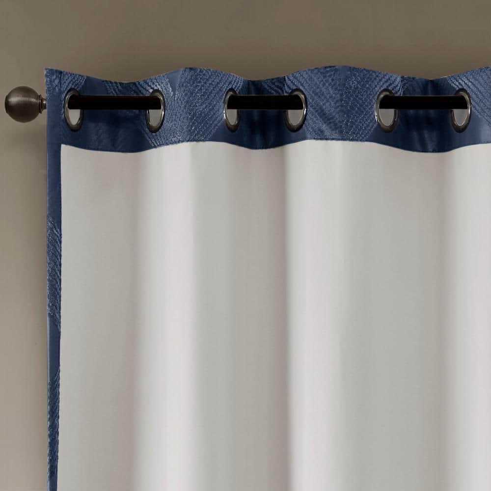 Madison Park Bentley Ogee Knitted Jacquard Geometric Total Blackout Single Curtain Panel