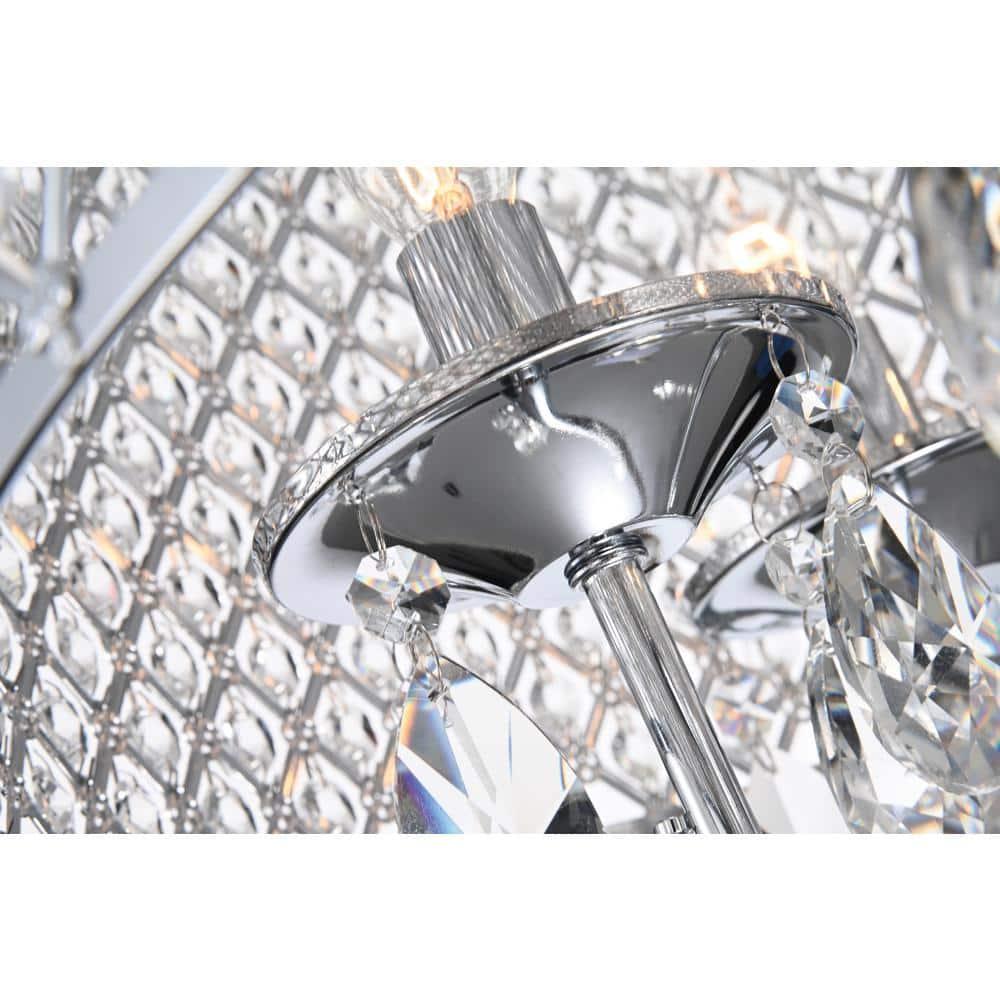 EDVIVI LIGHTING Round Beaded Drum Chandelier with Hanging Crystals Chrome 6 22" Gold