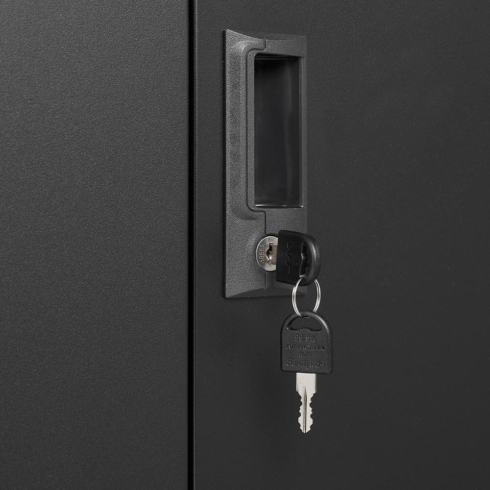 Metal Storage Cabinet,Black Metal Cabinet with Doors and Shelves,Garage Storage Cabinet with Lock,Short Steel Cabinet,Lockable Storage Cabinet for Home,Office,Shop,Garage Cabinets
