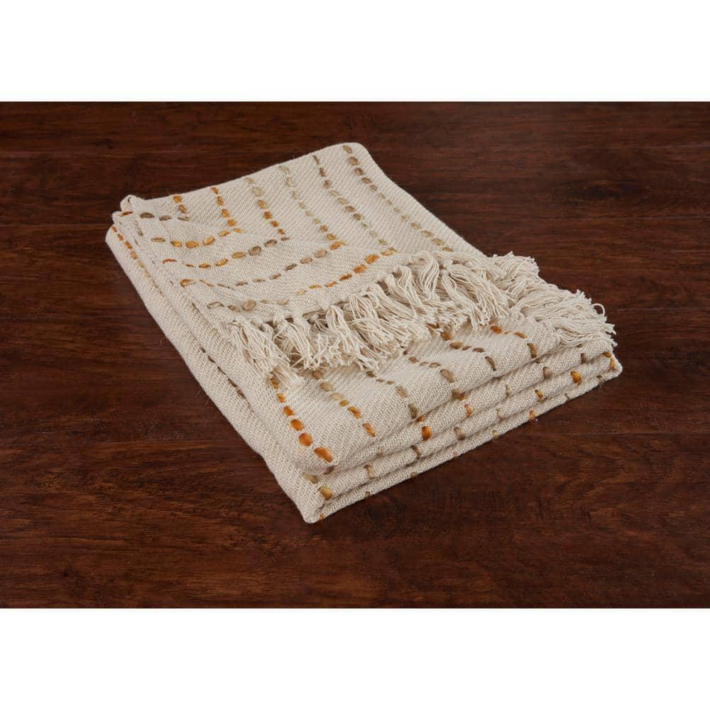 Rajani Home Deep Ombre Striped Handmade Woven Throw Blanket with Fringe