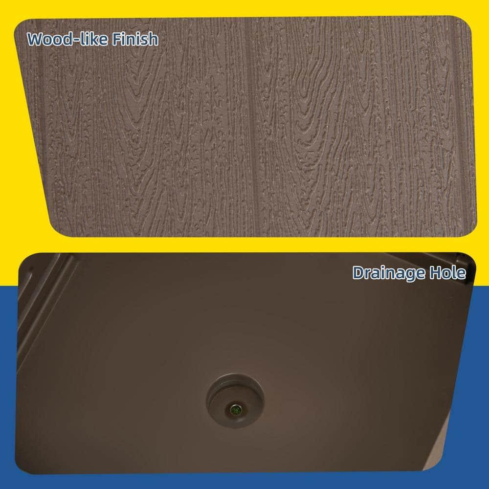 Outsunny 3-in-1 Patio Umbrella Stand Table Raised Garden Bed with Wheels and Handles, Brown