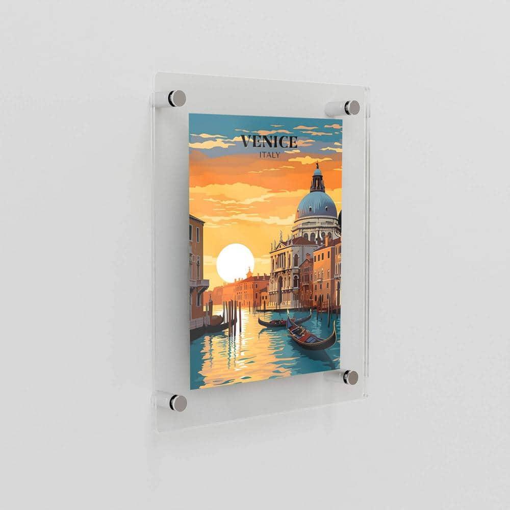 23 in. W. x 33 in. Rectangular Double Acrylic Picture Frame Chrome Wall Mounted Magnet Best 20 in. W. x 30 in. Art Size
