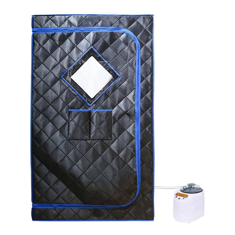 JOMEED 31 x 31 Inch Quilted Zip Indoor Sauna Relaxing Home Spa with Steamer, Sauna Tent, Detachable Frame, Foldable Chair and Remote Control, Black