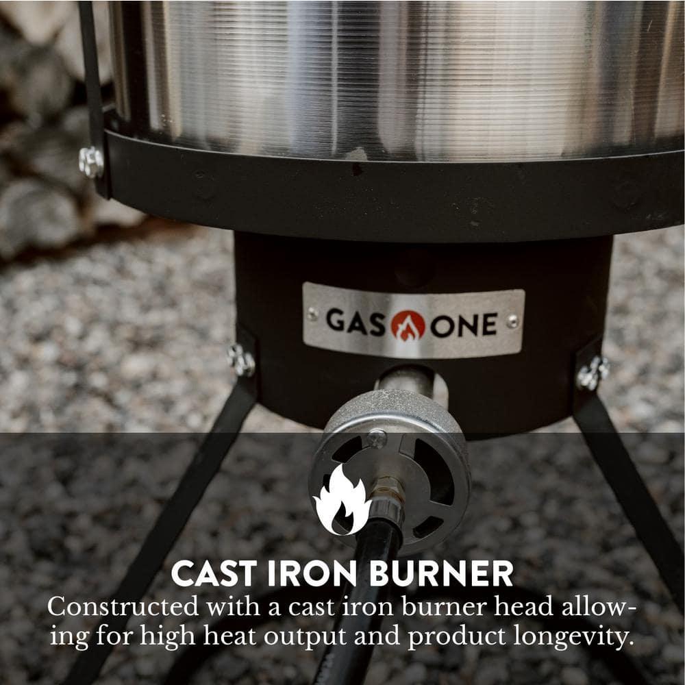 GasOne B-5155-NB Turkey Fryer Pot and Burner – 30 Quart Pot Deep Fryers Outdoor Burner – Cast Iron
