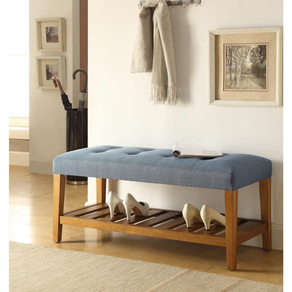 Wooden Bench Blue and Oak - Saltoro Sherpi