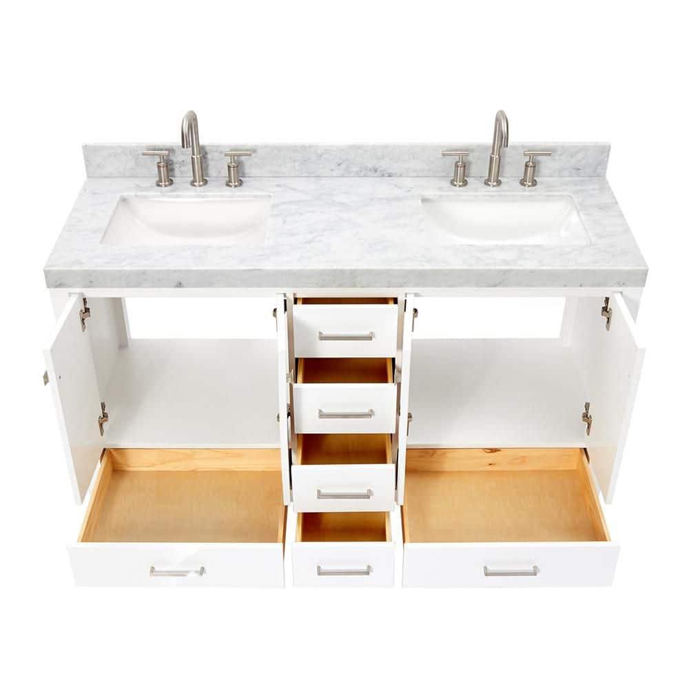 Cambridge Double Bathroom Vanity with Carrara Marble Top