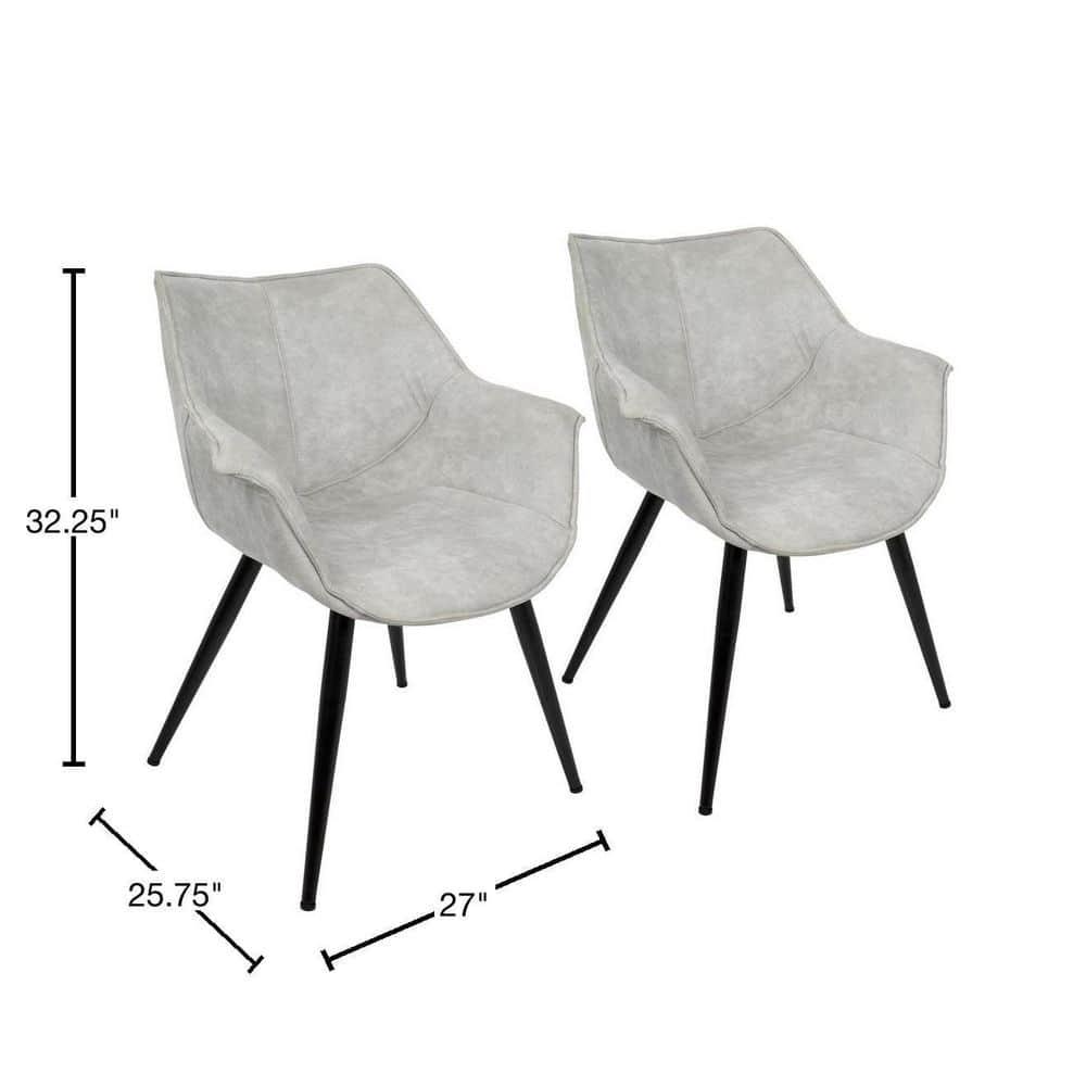 Set of 2 Wrangler Contemporary Accent Chair Light Gray - Lumisource: Suede-Like Upholstery, Metal Legs, Attached Cushions