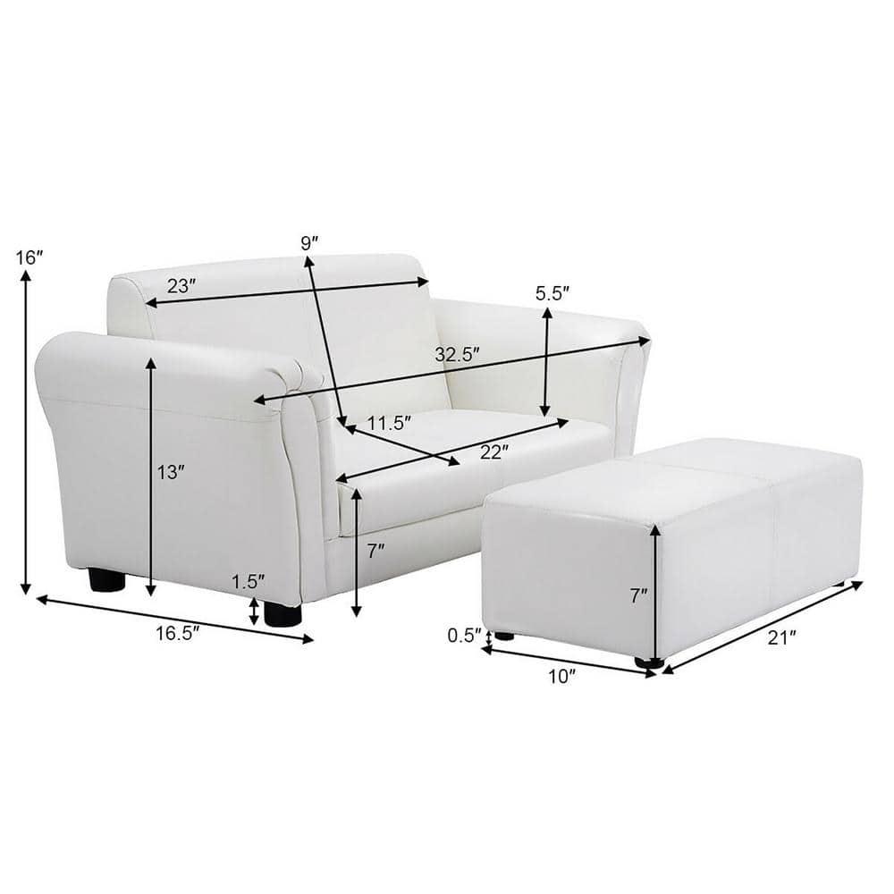 Tangkula Kids Sofa Upholstered Lounge Children Couch Ottoman w/ Armrest White