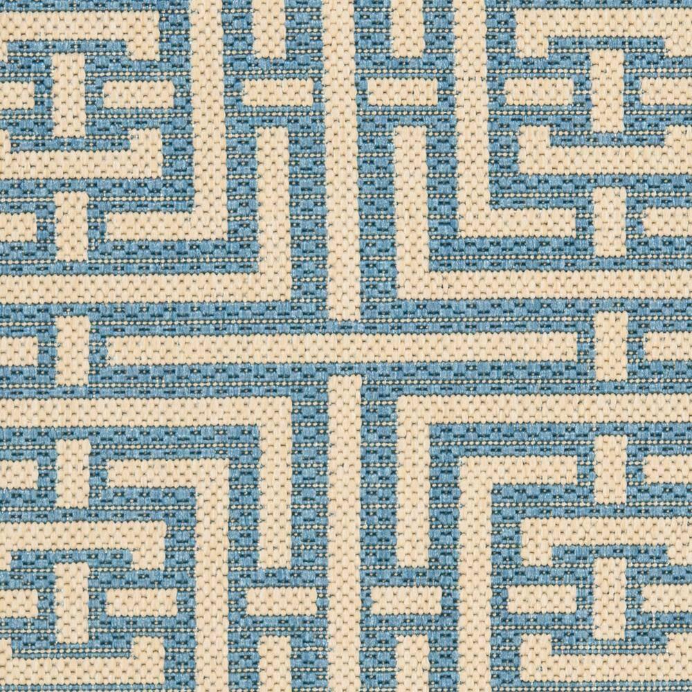 SAFAVIEH Courtyard Ariana Geometric Indoor/Outdoor Area Rug, 2'7" x 5', Blue/Bone