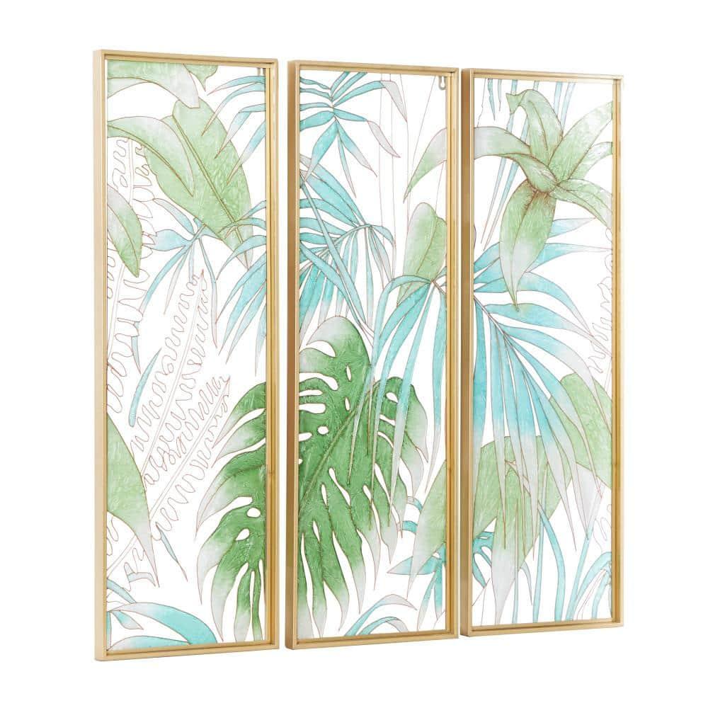 CosmoLiving by Cosmopolitan Cosmoliving By Cosmopolitan Set Of 3 Green Glass Wall Decor