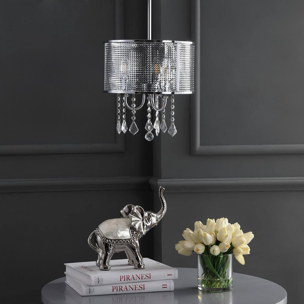 Avah 13" Chrome Polished Crystal Globe LED Pendant